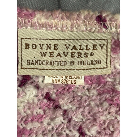 Boyne Valley Weavers Ireland Womens OS Pink Wool Alpaca Shaw Fisherman Coastal - Picture 5 of 8